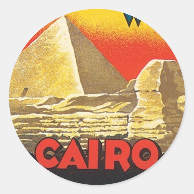 Vintage Cairo Egypt Travel Classic Round Sticker (Front)