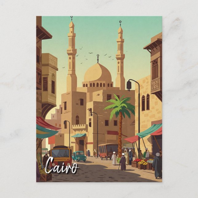 Vintage Cairo Egypt Travel Postcard (Front)
