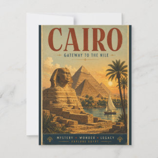 Vintage Cairo Egypt Travel Poster with Pyramids, S Card