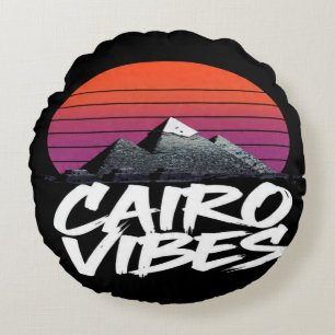 Vintage Cairo Vibes   Egyptian Street Style & Trav Round Cushion