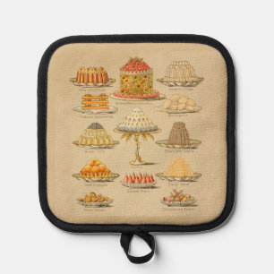Vintage Cakes Illustration Cooking History Pot Holder