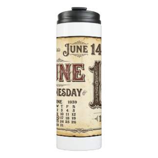 Vintage Calendar 4th of July 1939 Thermal Tumbler
