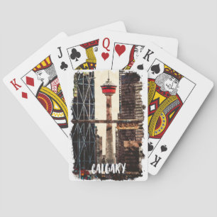 Vintage Calgary Alberta Canada Watercolor Travel Playing Cards