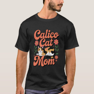 Vintage Calico Cat Mum Shirt with Flowers Distress