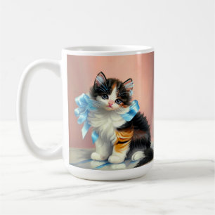 Vintage Calico Kitten Illustration Coffee Mug