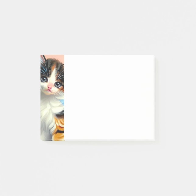 Vintage Calico Kitten Illustration Post-it Notes (Front)