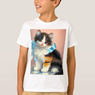 Vintage Calico Kitten Illustration T-Shirt