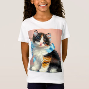 Vintage Calico Kitten Illustration T-Shirt