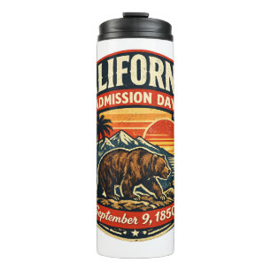 Vintage California Admission Day Retro Bear & Popp Thermal Tumbler