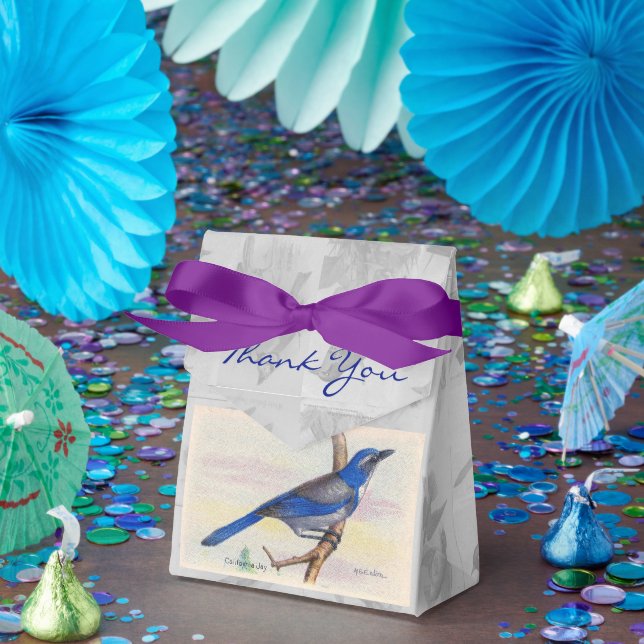 Vintage California Blue Jay Customisable Favour Box (Party)