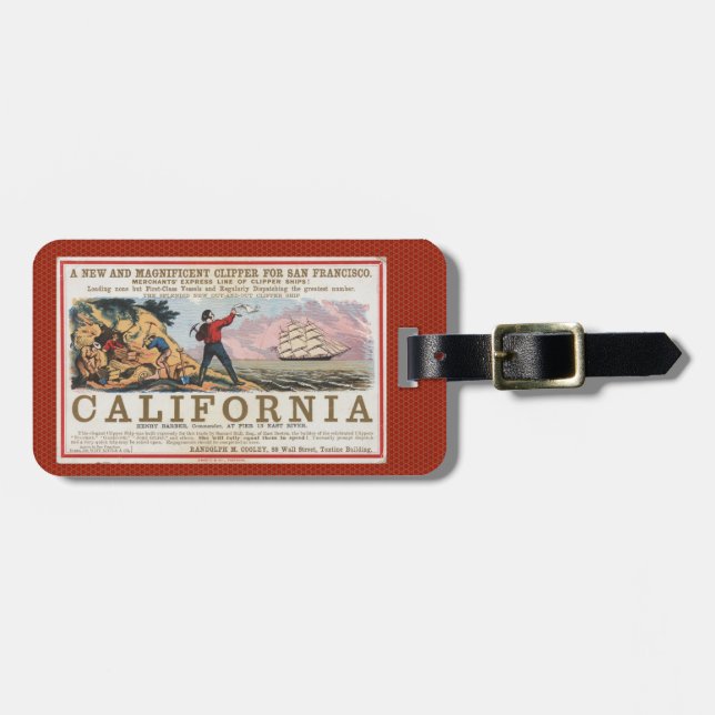 Vintage California Bound Clipper Ship Luggage Tag (Front Horizontal)