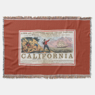 Vintage California Bound Ship Advert Throw Blanket