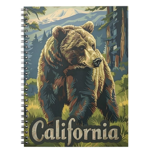 Vintage California Brown Bear Notebook (Front)