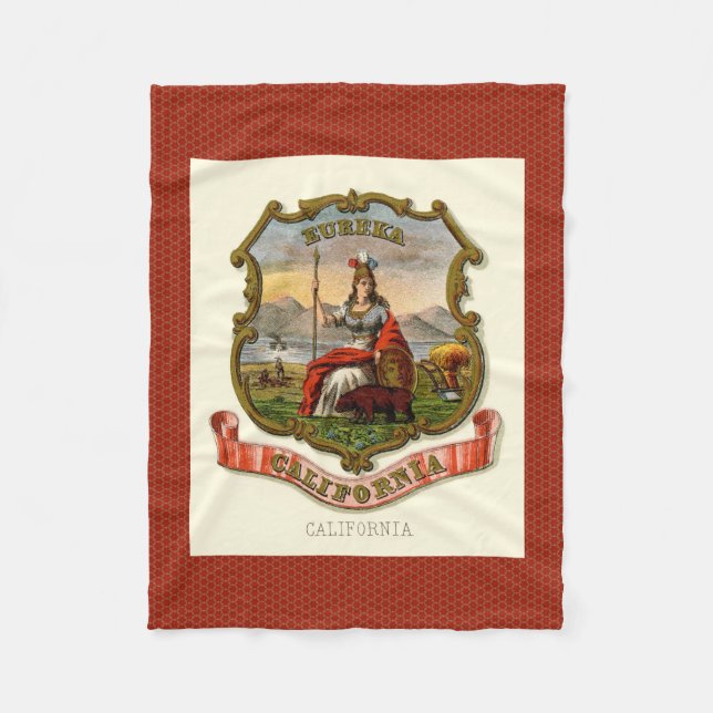 Vintage California Coat of Arms Fleece Blanket (Front)