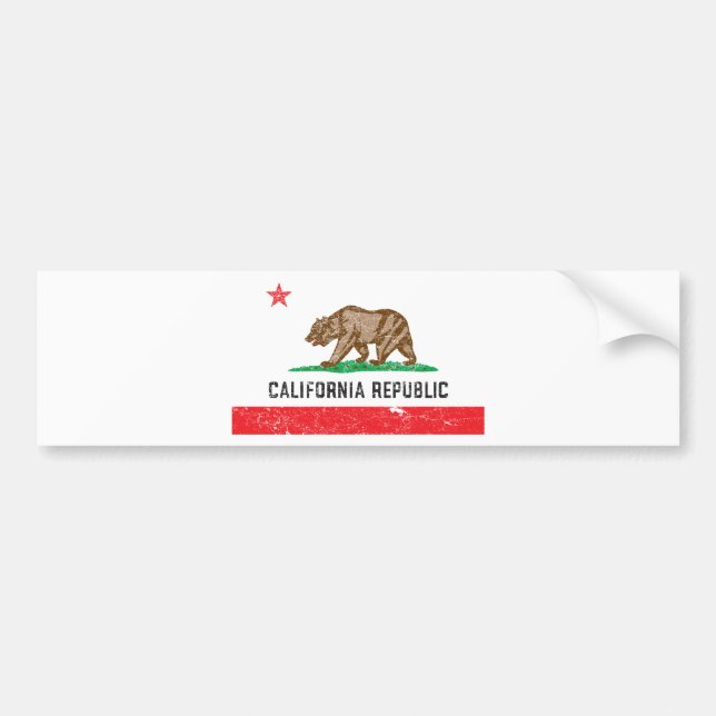 Vintage California Flag Bumper Sticker (Front)