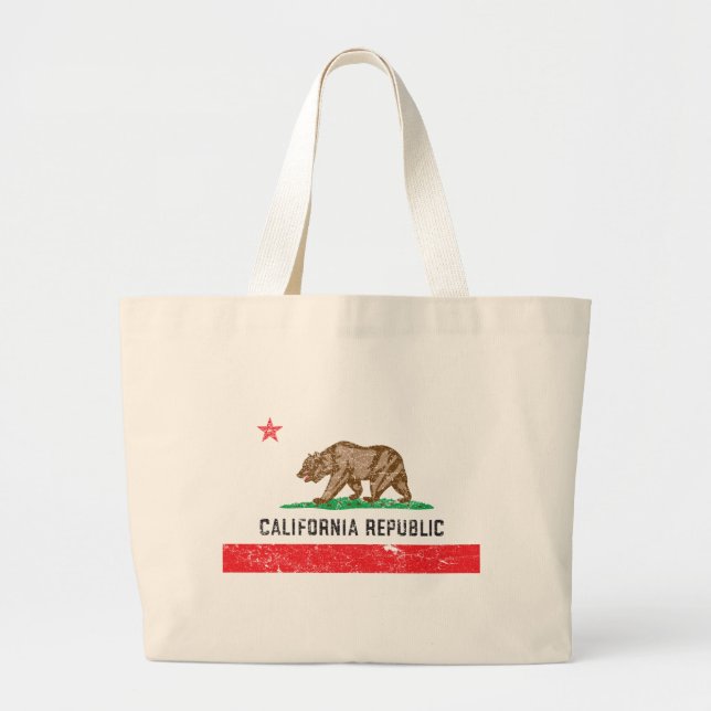 Vintage California Flag Large Tote Bag (Front)