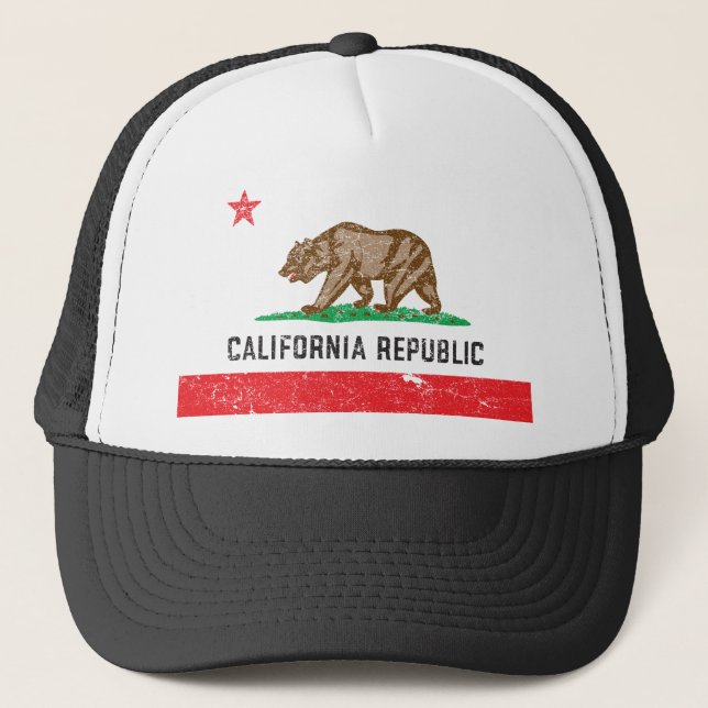 Vintage California Flag Trucker Hat (Front)