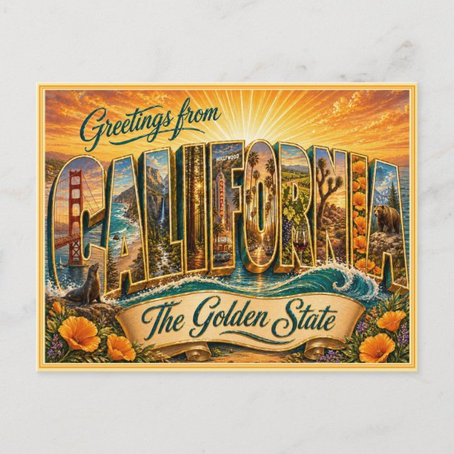 Vintage California Greeting From Postcard (Front)