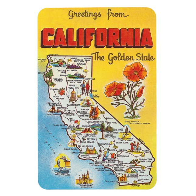 Vintage California Magnet (Vertical)