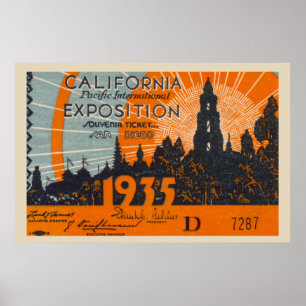 Vintage California poster ticket