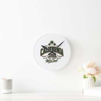 Vintage California Republic Decorative Round Clock