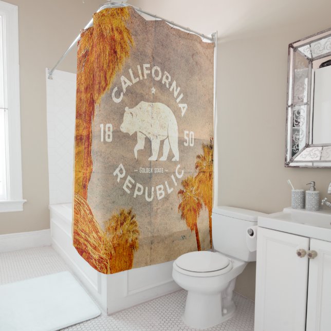 Vintage California Republic Shower Curtain (In Situ)