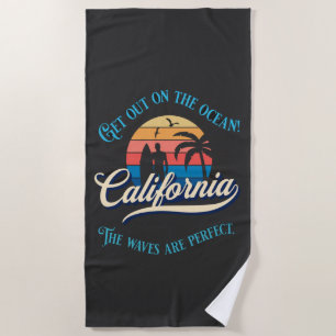 Vintage California Waves Beach Towel