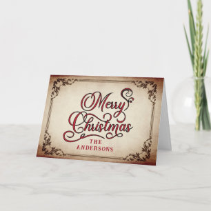 Vintage Caligraphy Merry Christmas Holiday Card