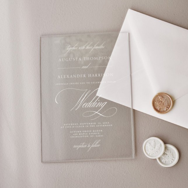 Vintage Calligraphy Classy Wedding Acrylic Invitations (Vintage Calligraphy Classy Wedding Acrylic Invitations)