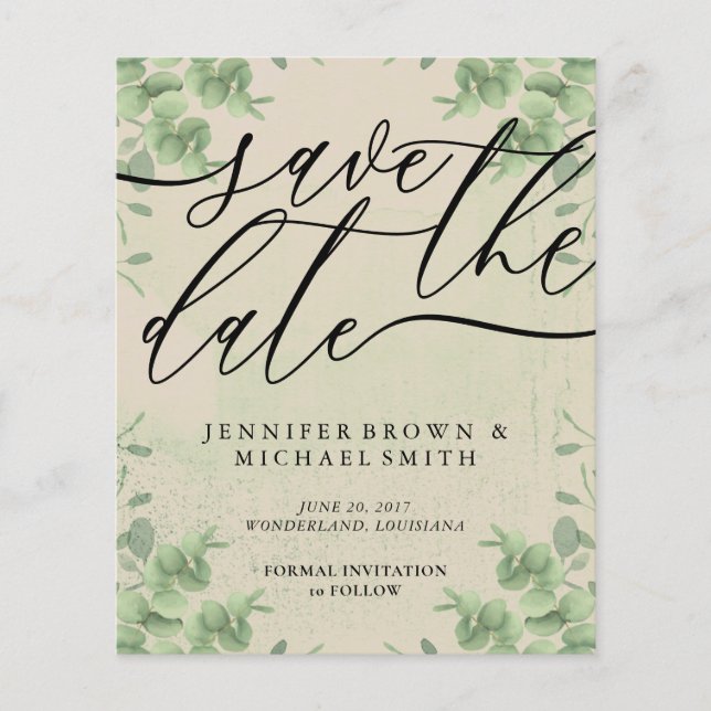 Vintage Calligraphy Eucalyptus budget special day Flyer (Front)