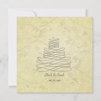 Vintage Calligraphy Flourish Cake Sq. Invitation