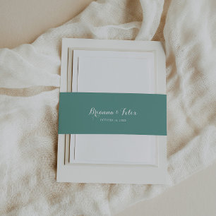 Vintage Calligraphy Green Wedding Invitation Belly Band