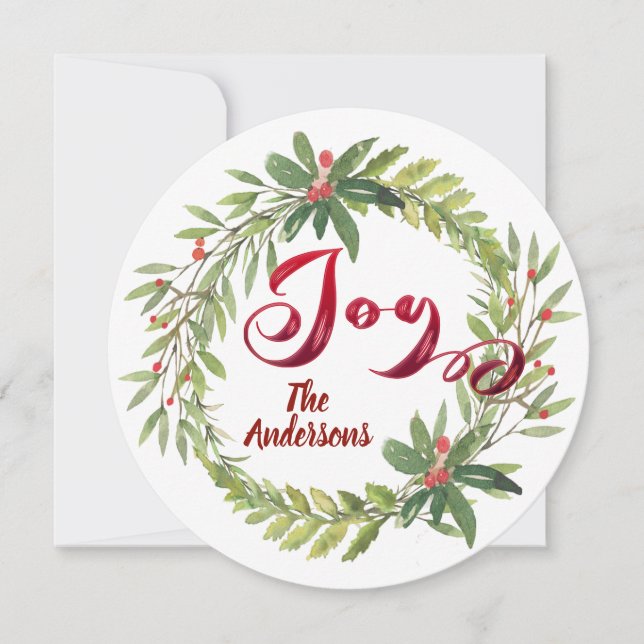 Vintage calligraphy joy botanical wreath  holiday  (Front)