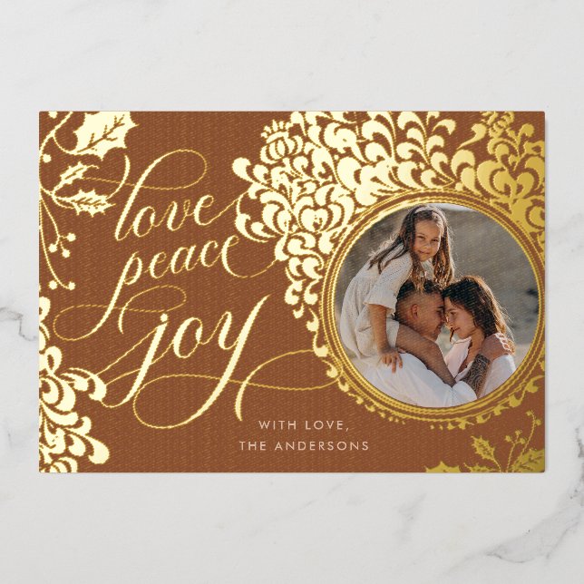 Vintage Calligraphy Love, Joy, Peace 1 Photo  (Front)