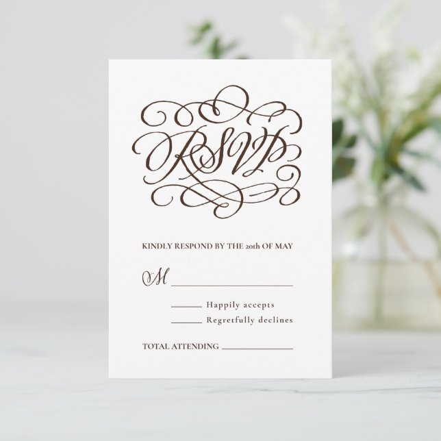 Vintage Calligraphy Response/RSVP Insert Thank You Card (Standing Front)