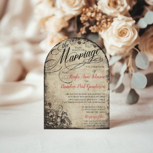 Vintage Calligraphy Script Flourish Wedding Invitation
