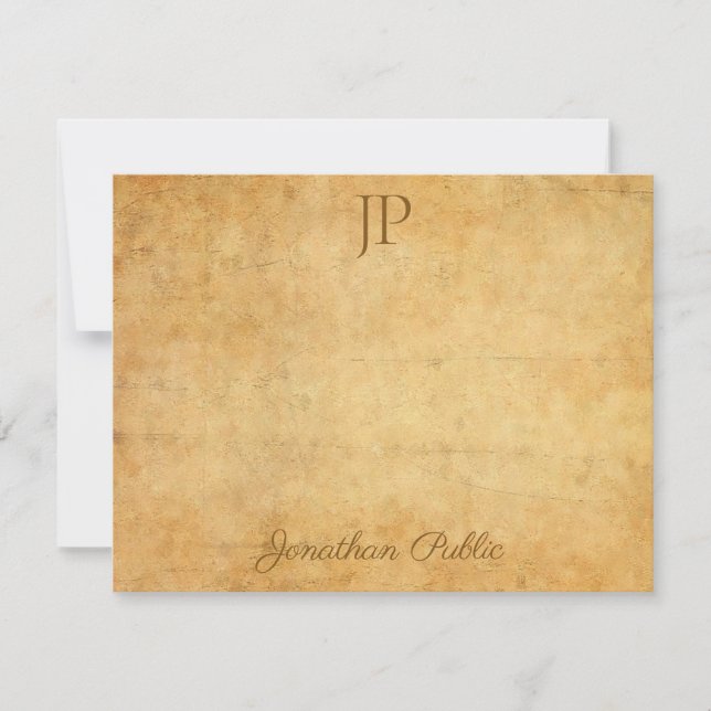 Vintage Calligraphy Script Text Classic Monogram Card (Front)