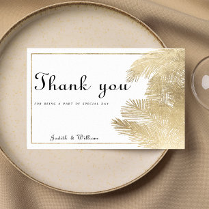 Vintage calligraphy white gold floral Thank You Invitation