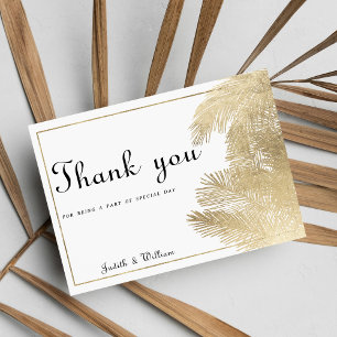 Vintage calligraphy white gold floral Thank You Invitation