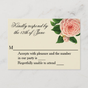 Vintage Camellia Botanical RSVP Card