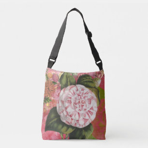 Vintage Camellia Elegant Antique Botanical Collage Crossbody Bag
