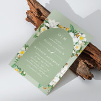 Vintage camellia. Floral sage green wedding QR