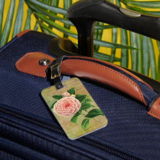 Vintage Camellia French Botanical Personalised Luggage Tag