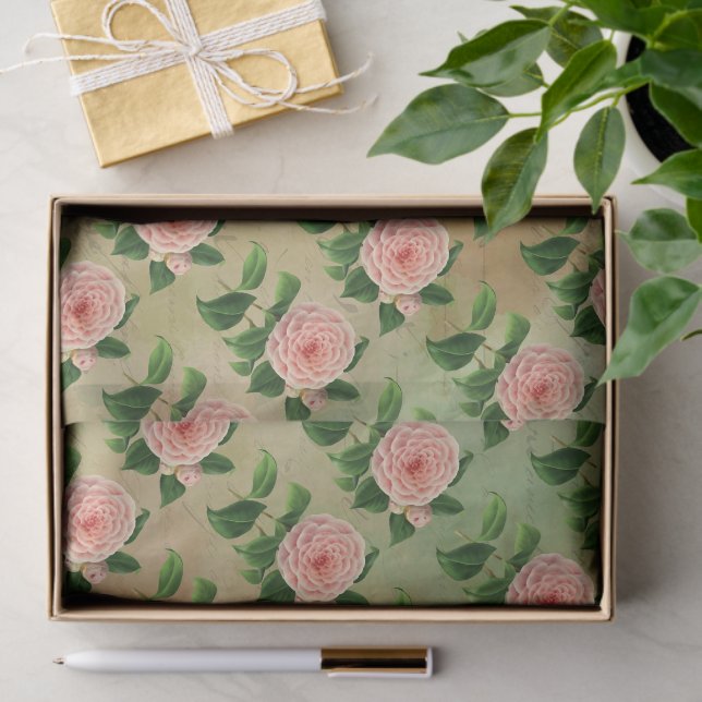 Vintage Camellia French Botanical Tissue Paper (Gift)
