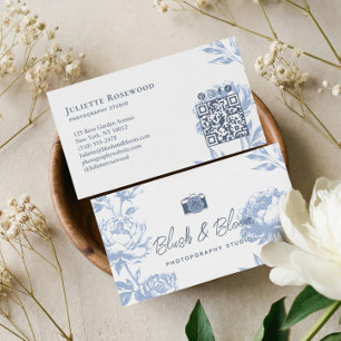 Vintage Camera Chic Hand Drawn Floral Photographer Business Card