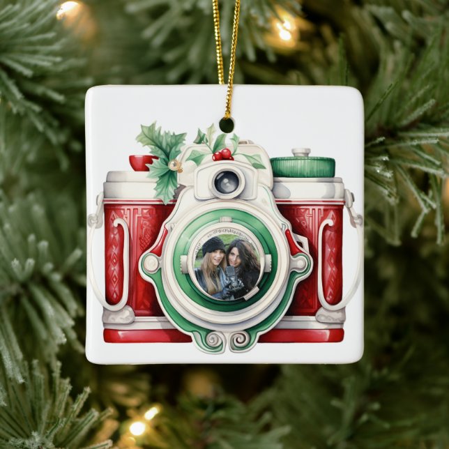 Vintage Camera  Christmas Photo Ceramic Ornament (Tree)