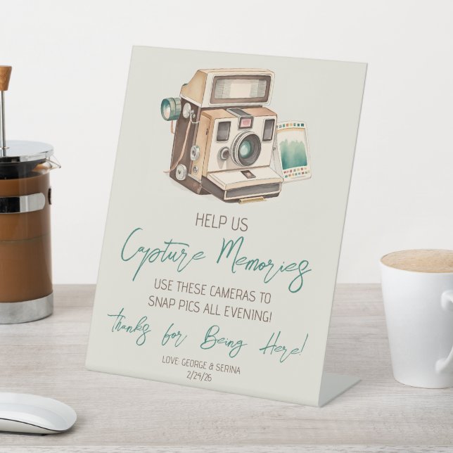 Vintage Camera Disposable Camera Use Directions Pedestal Sign (In SItu)