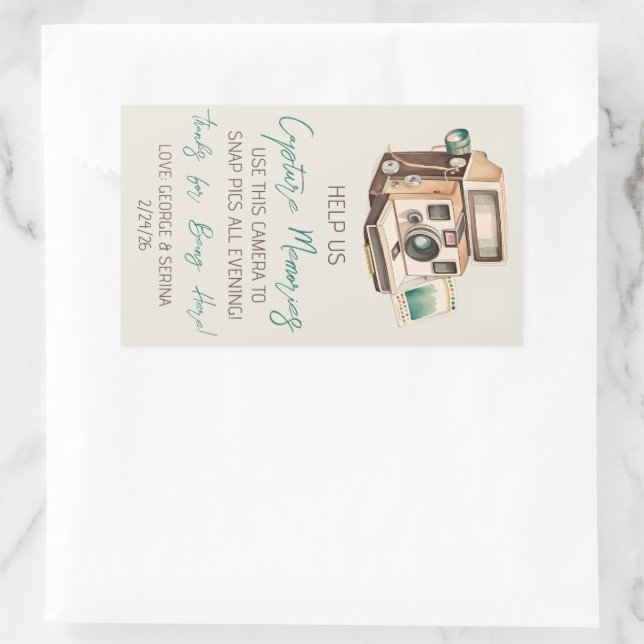 Vintage Camera Disposable Camera Use Directions Rectangular Sticker (Bag)