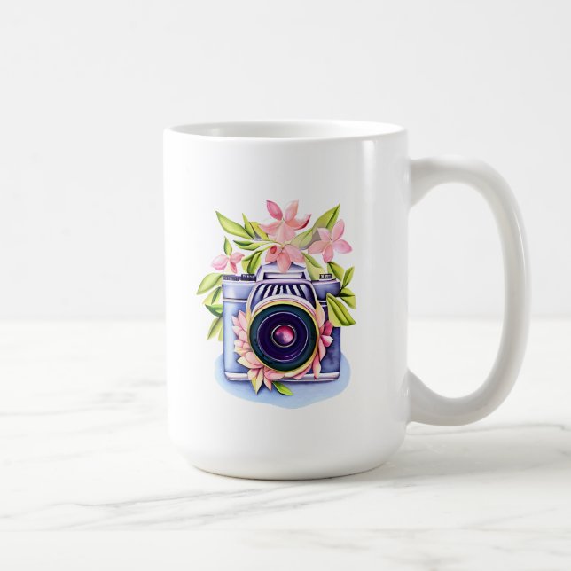 Vintage Camera Floral Water Bottle Coffee Mug (Right)