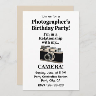 Vintage Camera Funny Photographer Birthday Party Invitation